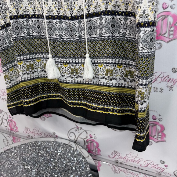 HT dress, or long top Paisley flowers, Elegant Black and White Patterned Tunic - Picture 4 of 12